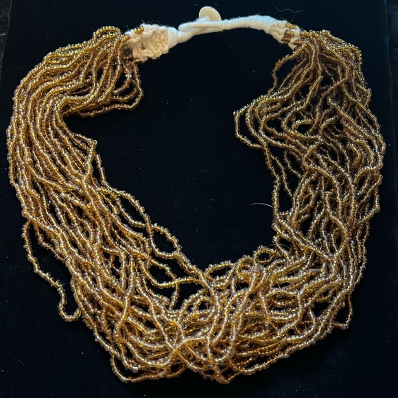 Brown and Cream Beaded Necklace - Picture 15 of 16